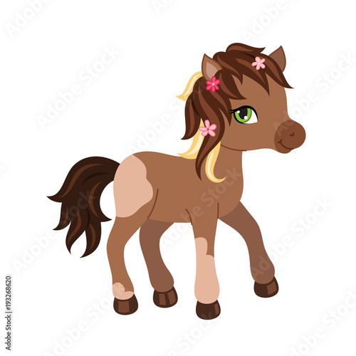 Adorable cartoon horse character.