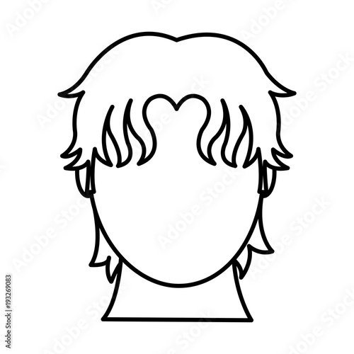 line avatar man head with hairstyle and default face