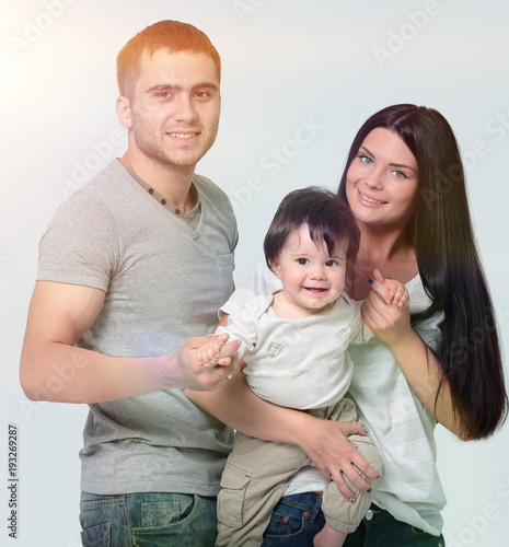 happy smiling family isolated on white background © ASDF