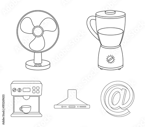 Blender, extractor and other equipment.Household set collection icons in outline style vector symbol stock illustration web.
