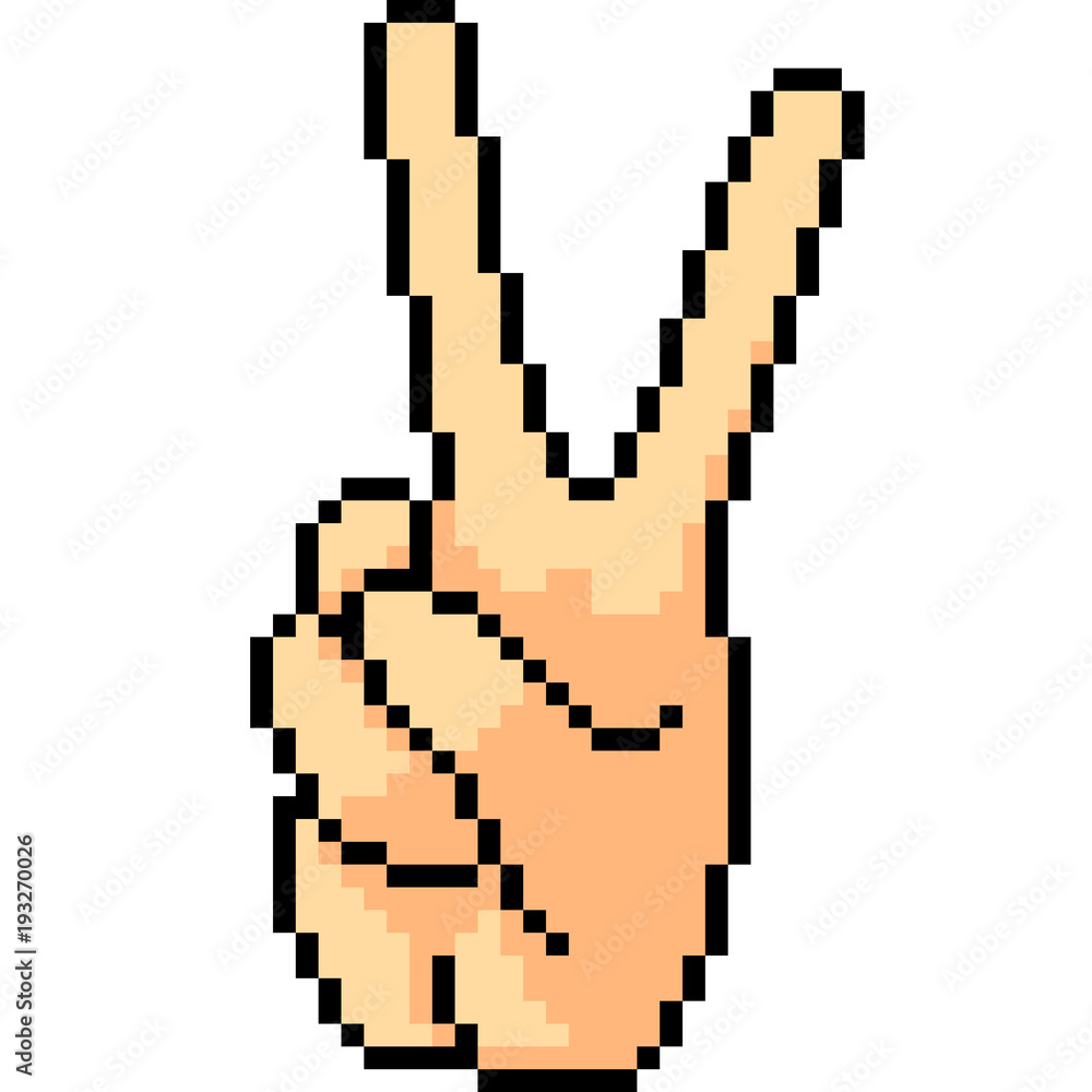vector pixel art victory hand