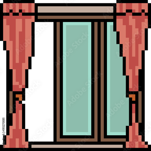 vector pixel art door window