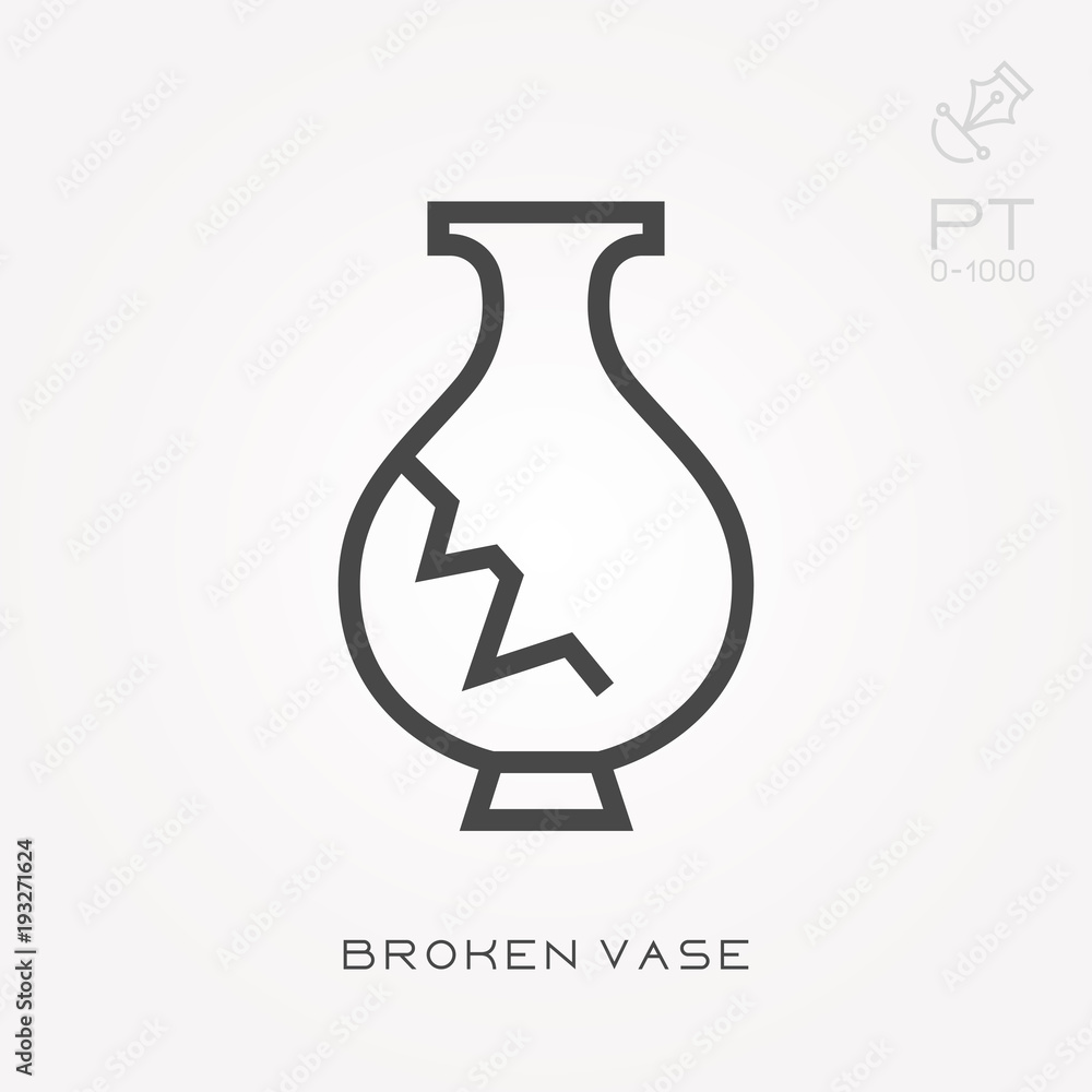 Line icon broken vase