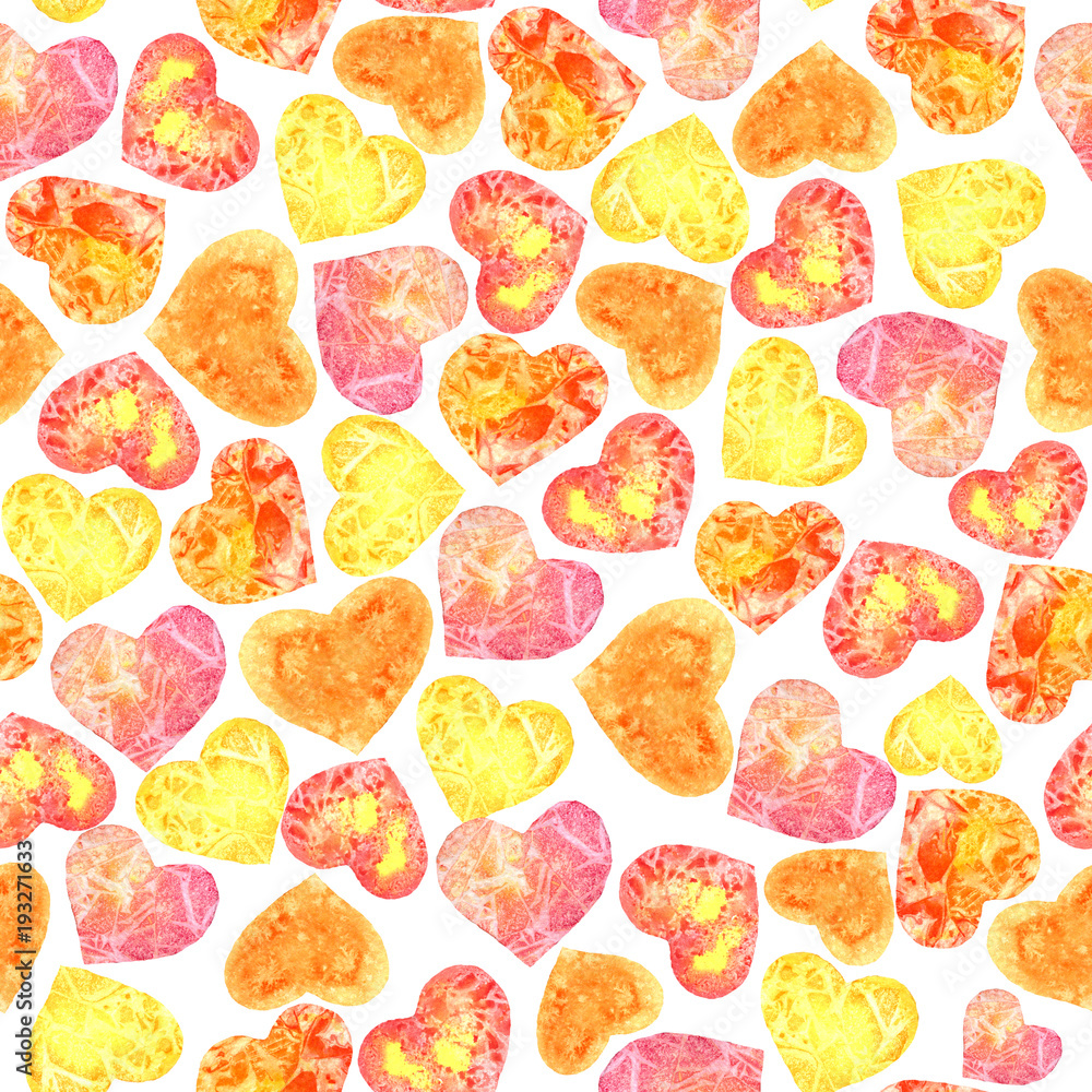 Seamless texture of watercolor hearts Seamless texture of watercolor hearts