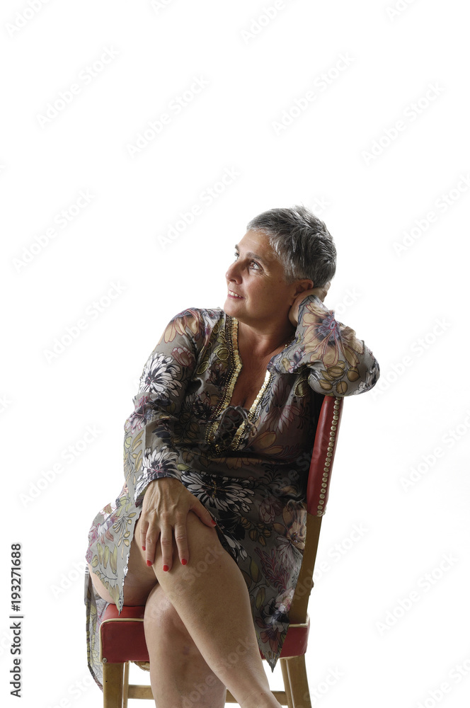 Fototapeta premium portrait of a senior woman sitting with short hair