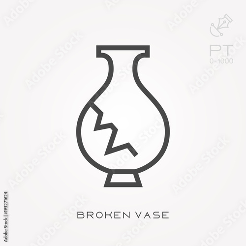 Line icon broken vase