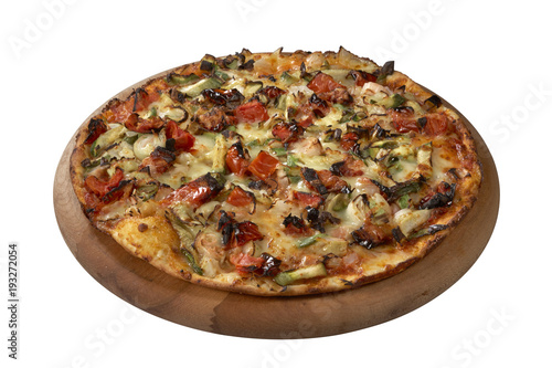 Vegetarian pizza isolated on white