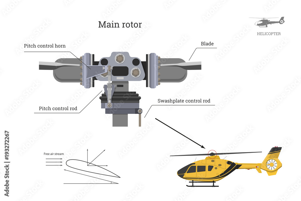 Blueprint of main rotor of helicopter. Industrial drawing of gearbox part. Detailed isolated image of craft propeller