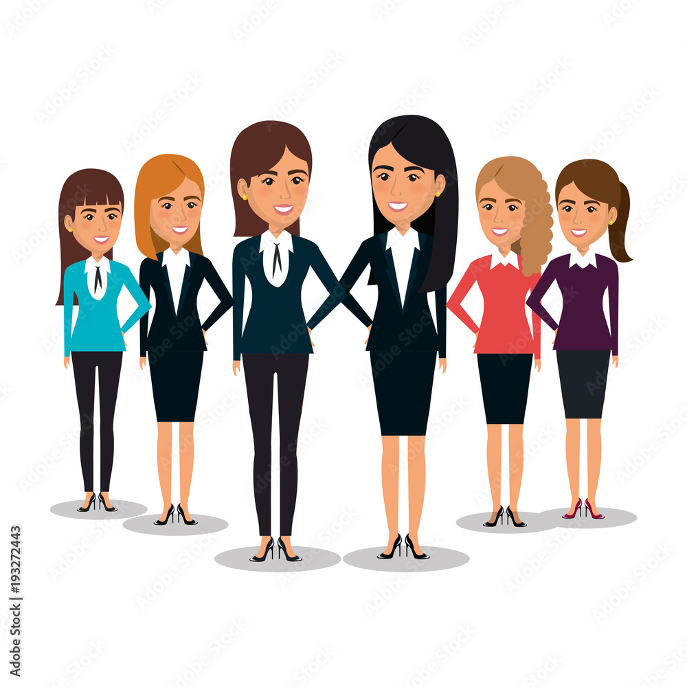 Obraz premium group of businesswoman teamwork vector illustration design