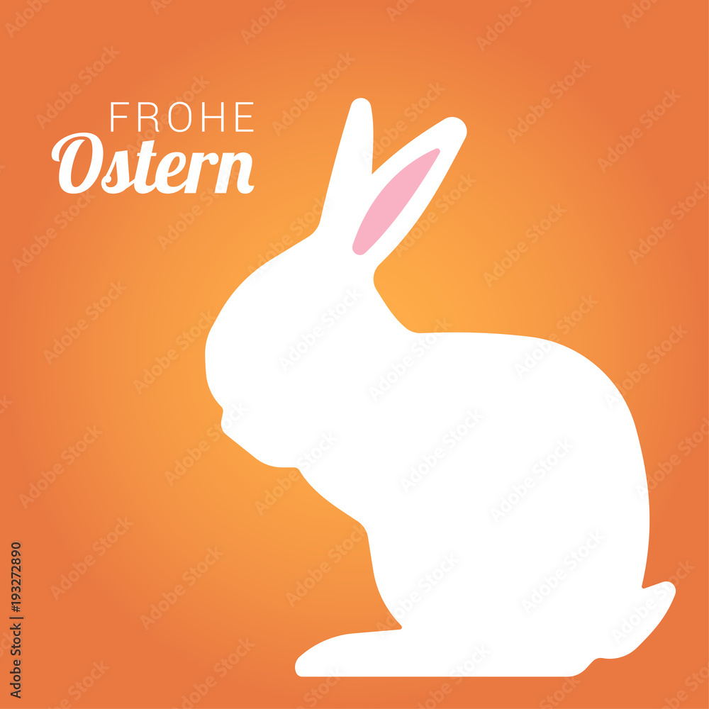 Spruch mit Hase Silhouette in gelb Adobe Stock