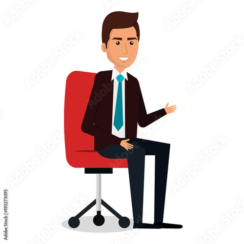 businessman in chair workplace character vector illustration design