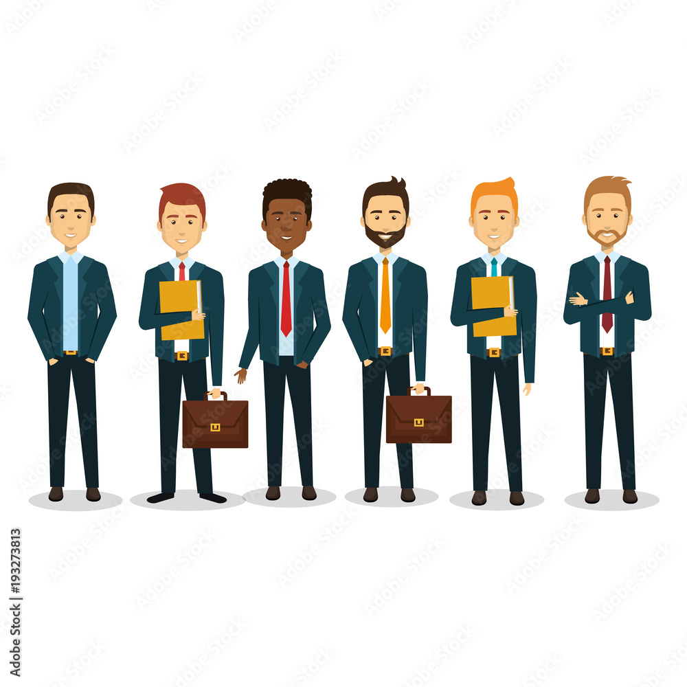 group of businessman teamwork with portfolio vector illustration design group of businessman teamwork with portfolio vector illustration design