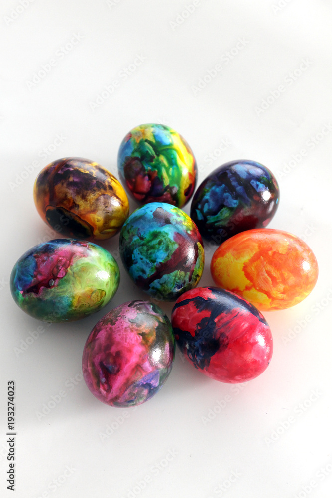 Easter eggs. Handmade painted eggs for Easter celebration isolated on white background. Easter. Colored Easter eggs. Colorful egg. Copy space. Text space. Unique handmade painted eggs. Easter eggs. Handmade painted eggs for Easter celebration isolated on white background. Easter. Colored Easter eggs. Colorful egg. Copy space. Text space. Unique handmade painted eggs.