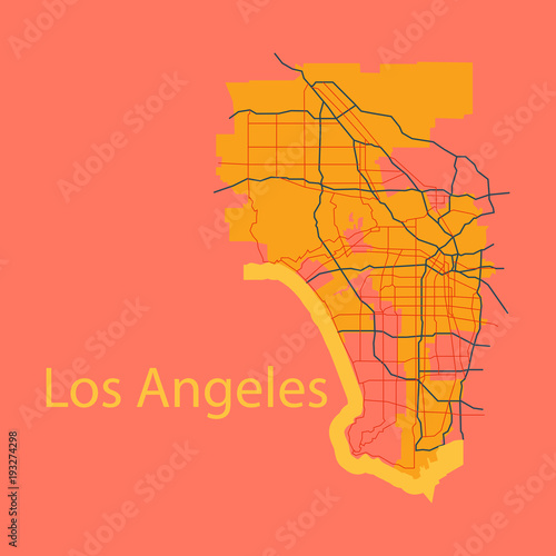 Los Angeles map. Flat style design