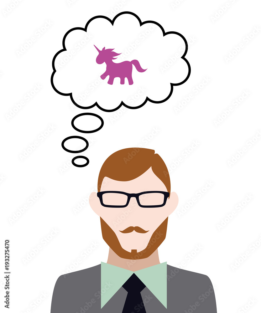 Person denkt an Einhorn Person denkt an Einhorn