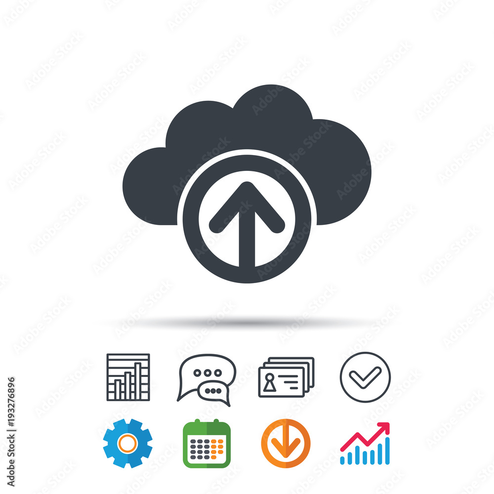 Fototapeta premium Upload from cloud icon. Data storage sign.