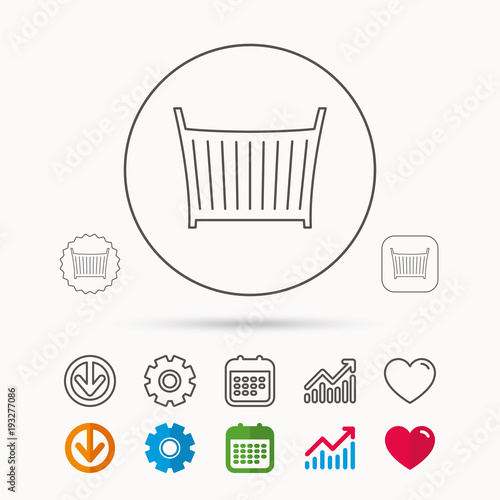 Baby crib bed icon. Cradle or cot sign.