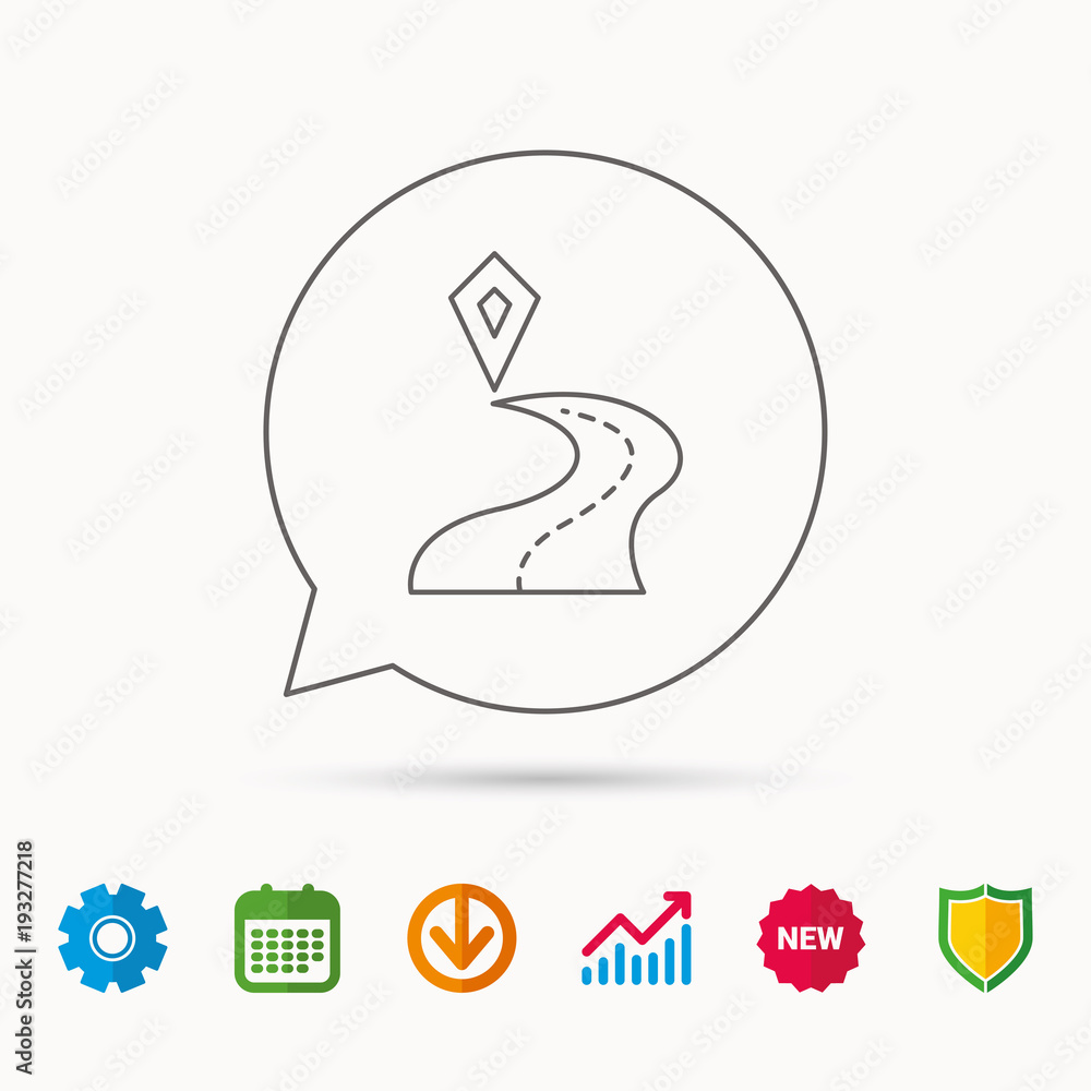 Fototapeta premium Destination pointer icon. Road location sign.