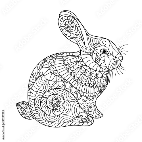 Rabbit coloring page for adult and children.