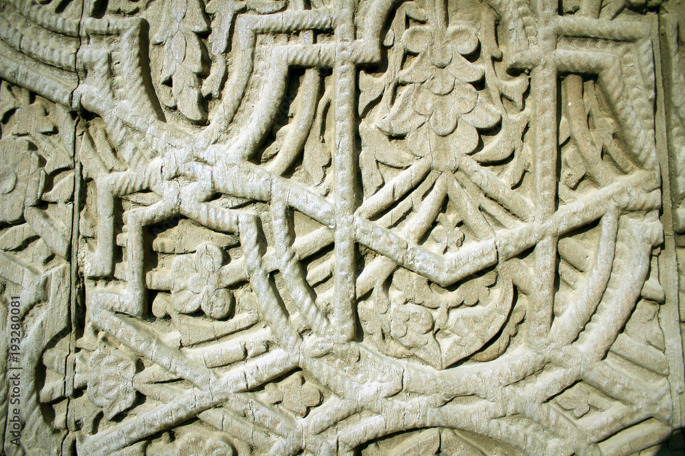 Masterpiece of wood carving on door, Khiva, Uzbekistan