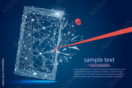 Security Violation - Infographical Concept. abstract design of mobile phone smartphone. Graphic design on the theme of Cyber-Security Technology.