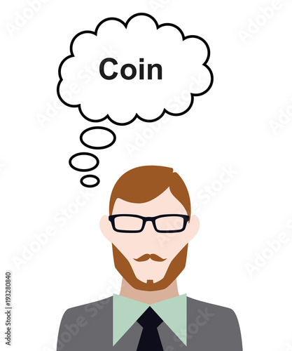 Person denkt an Coin