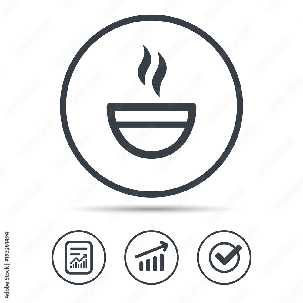 Tea cup icon. Hot coffee drink sign. Tea cup icon. Hot coffee drink sign.