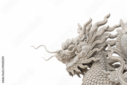 Chinese dragon head statue isolated on white background