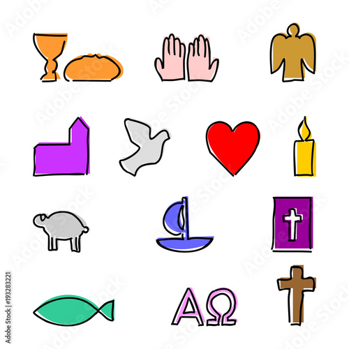 Bunte christliche Symbole