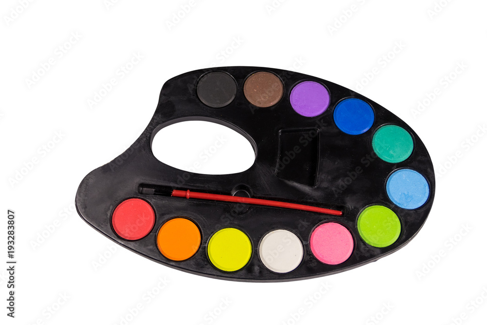 Set of watercolor paints isolated on white background Set of watercolor paints isolated on white background