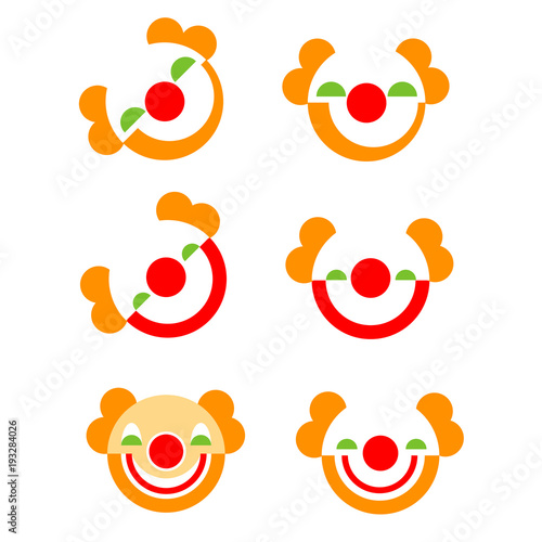 Symbol of charity red nose day. Icon of Funny cute round smiling clown face. Logo of company. 