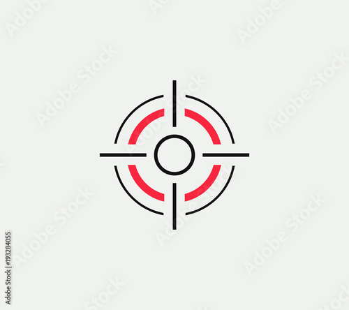 Aim vector linear stylized icon, goal abstract sign, target symbol, gun business logo template, vector illustration on white background.