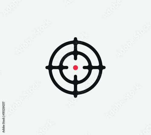 Aim vector linear stylized icon, goal abstract sign, target symbol, gun business logo template, vector illustration on white background.