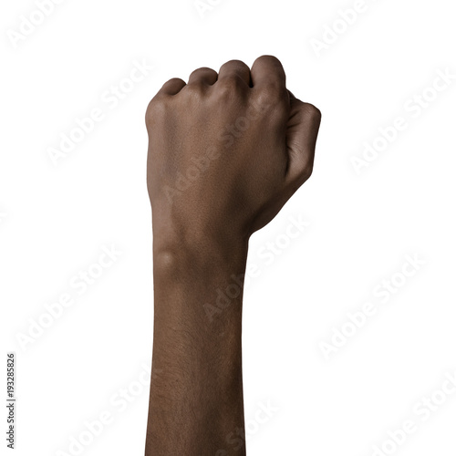 African american black hand gesture fist isolated on white background