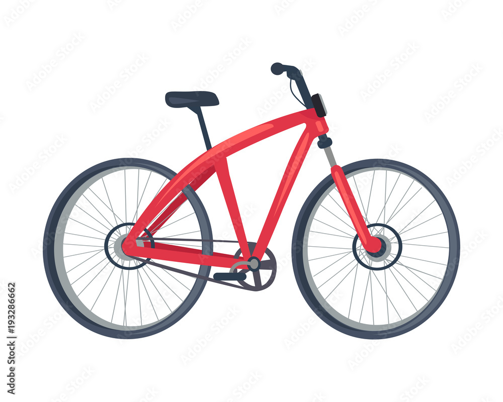 Bike of Red Color Poster, Vector Illustration