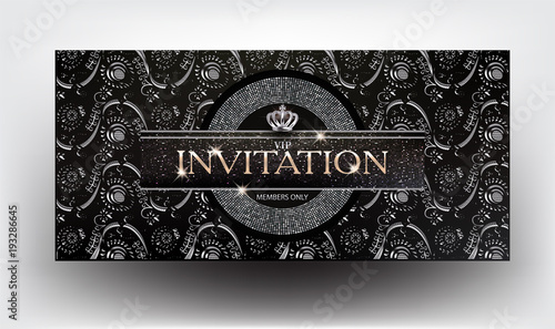 Elegant invitation VIP card with floral design background. Vector illustration