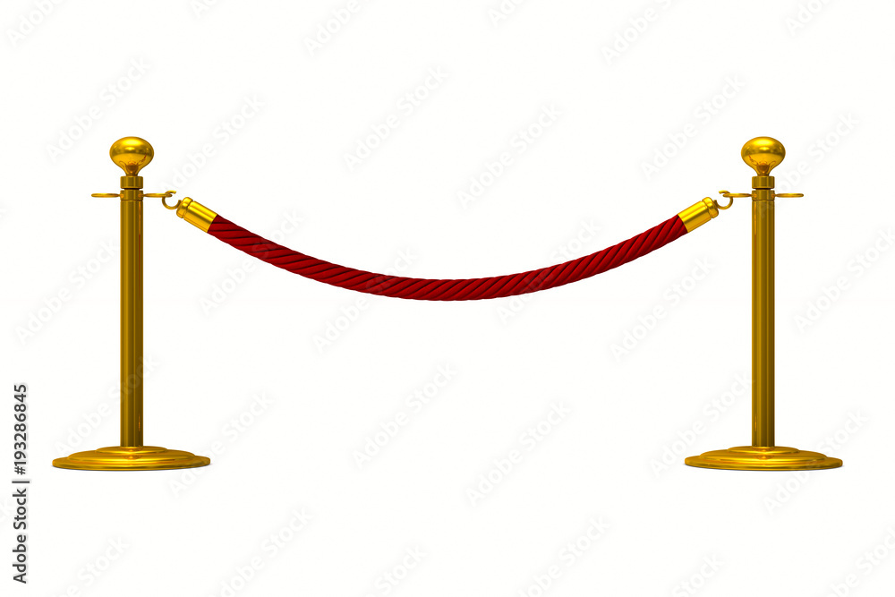 barrier rope on white background. Isolated 3D illustration barrier rope on white background. Isolated 3D illustration