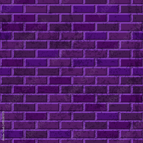 Vector purple brick wall seamless texture. Abstract architecture and loft interior violet background
