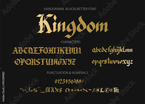 Blackletter gothic script hand-drawn font.