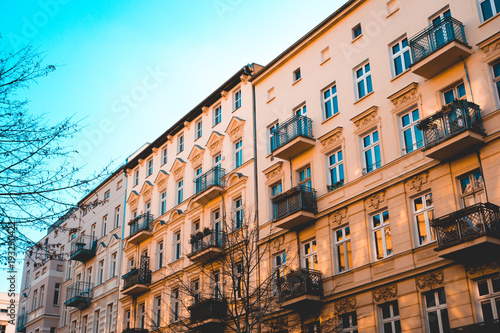 warm colored buildings at autumn in germany