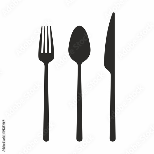 knife  fork and spoon. vector icon