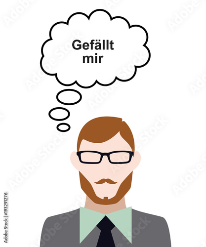 Person denkt an - gefällt mir