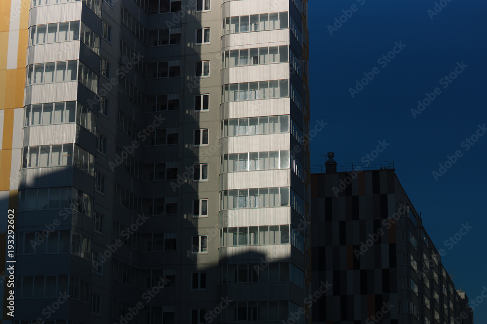Apartment houses in sunny day