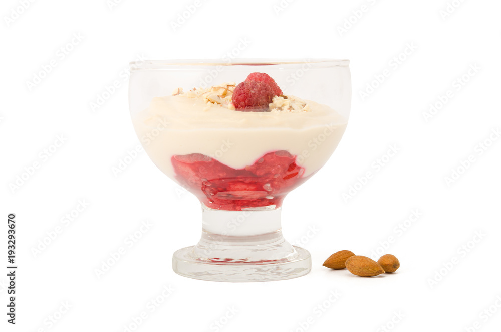 Mandelmehlpudding, Glasschale Mandelmehlpudding, Glasschale