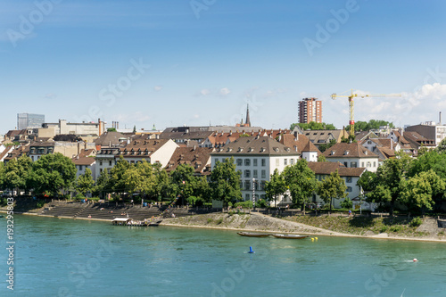 BASEL, SWITZERLAND - June 16, 2017: Rhine river in Basel, Switzerland