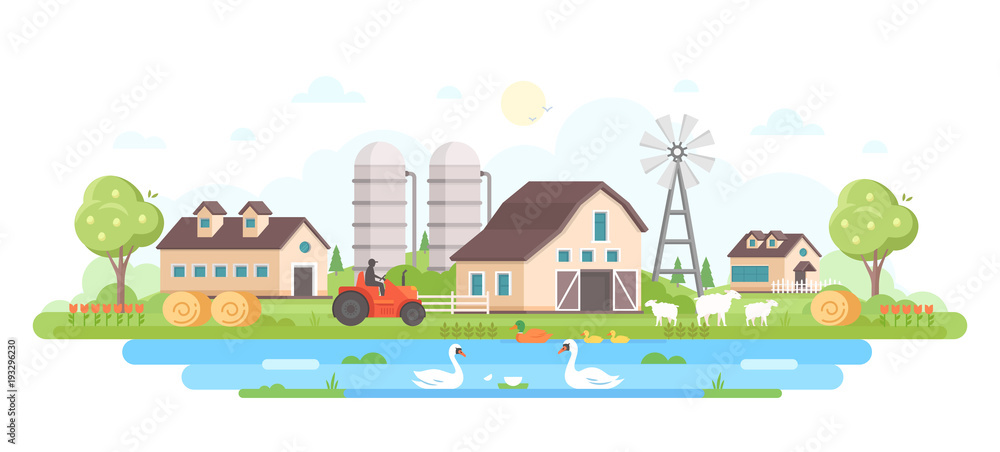 Farm - modern flat design style vector illustration