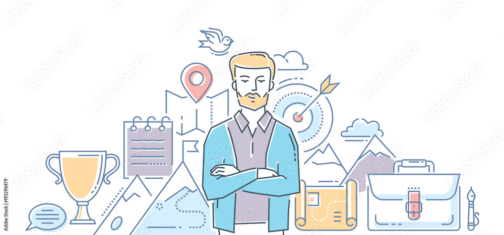Leadership - modern line design style illustration Leadership - modern line design style illustration