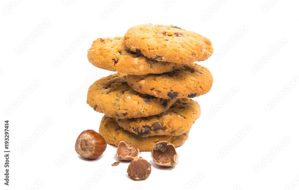 biscuits with nuts and chocolate isolated biscuits with nuts and chocolate isolated