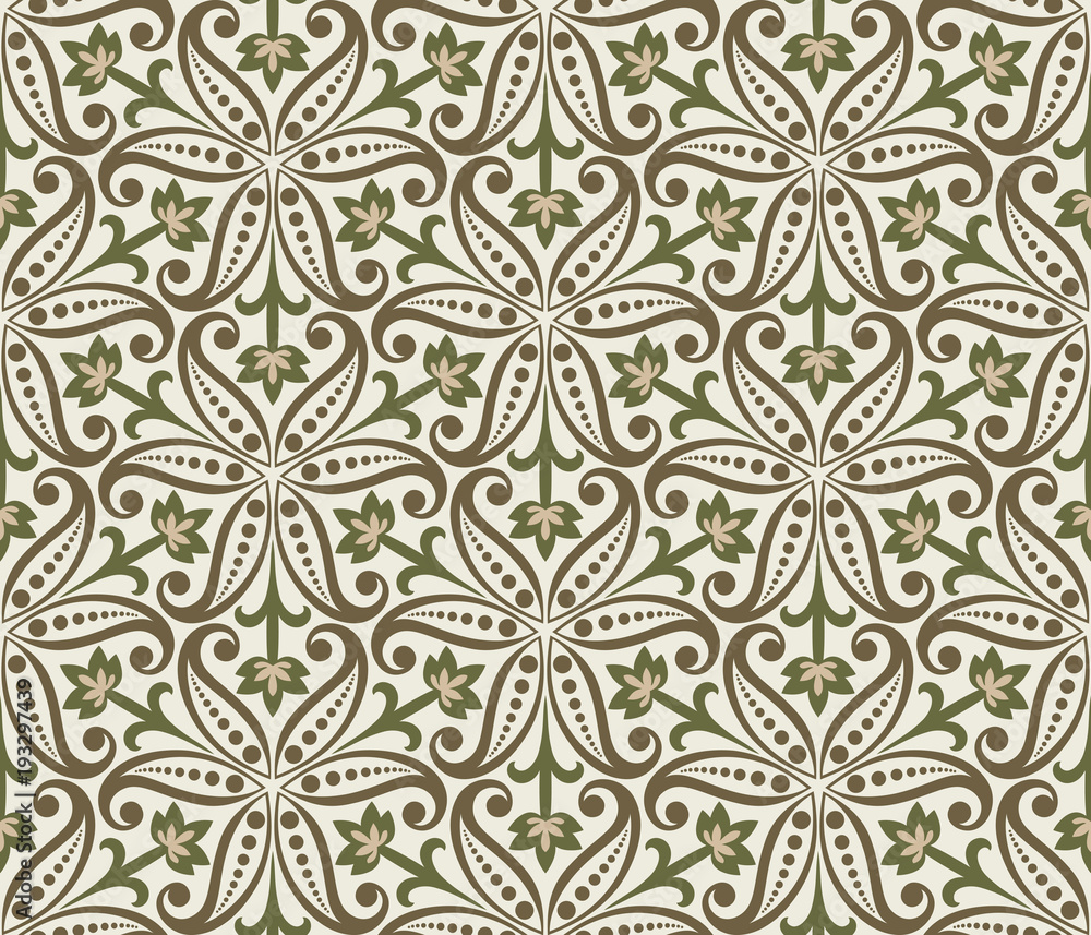 Seamless beige and green floral wallpaper Seamless beige and green floral wallpaper