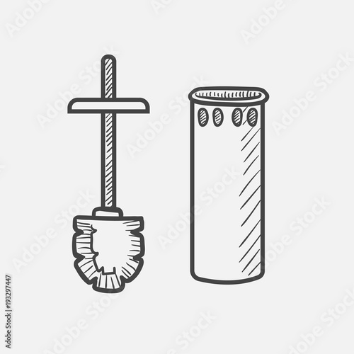 Vector hand drawn Toilet brush outline doodle icon. Toilet brush sketch illustration for print, web, mobile and infographics isolated on white background.
